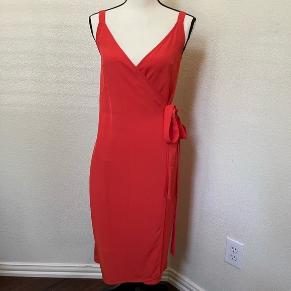 EVERLANE | The Japanese Goweave Tank Wrap Summer Dress in Red/Orange | Size 00 - Picture 6 of 12